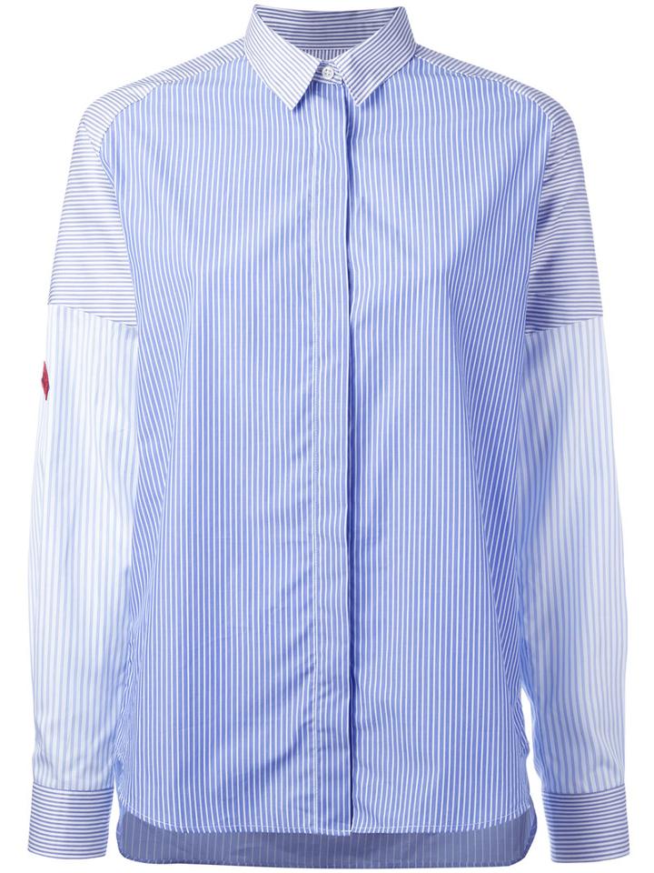 Each X Other Concealed Fastening Striped Shirt, Women's, Size: Medium, Blue, Cotton