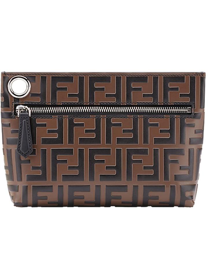 Fendi Monogram Logo Pouch - Brown