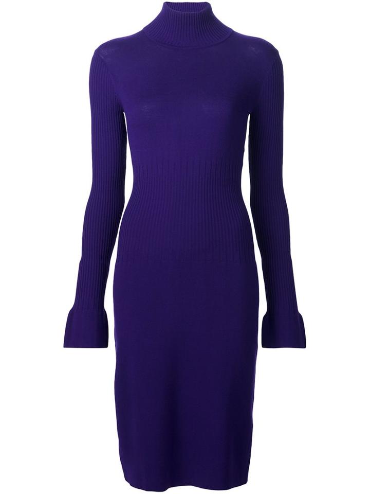 Paule Ka Ribbed Roll Neck Dress, Women's, Size: Medium, Pink/purple, Viscose/polyester