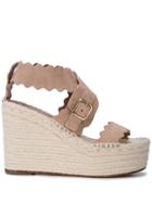 Chloé Laser Cut Wedge Sandals - Brown