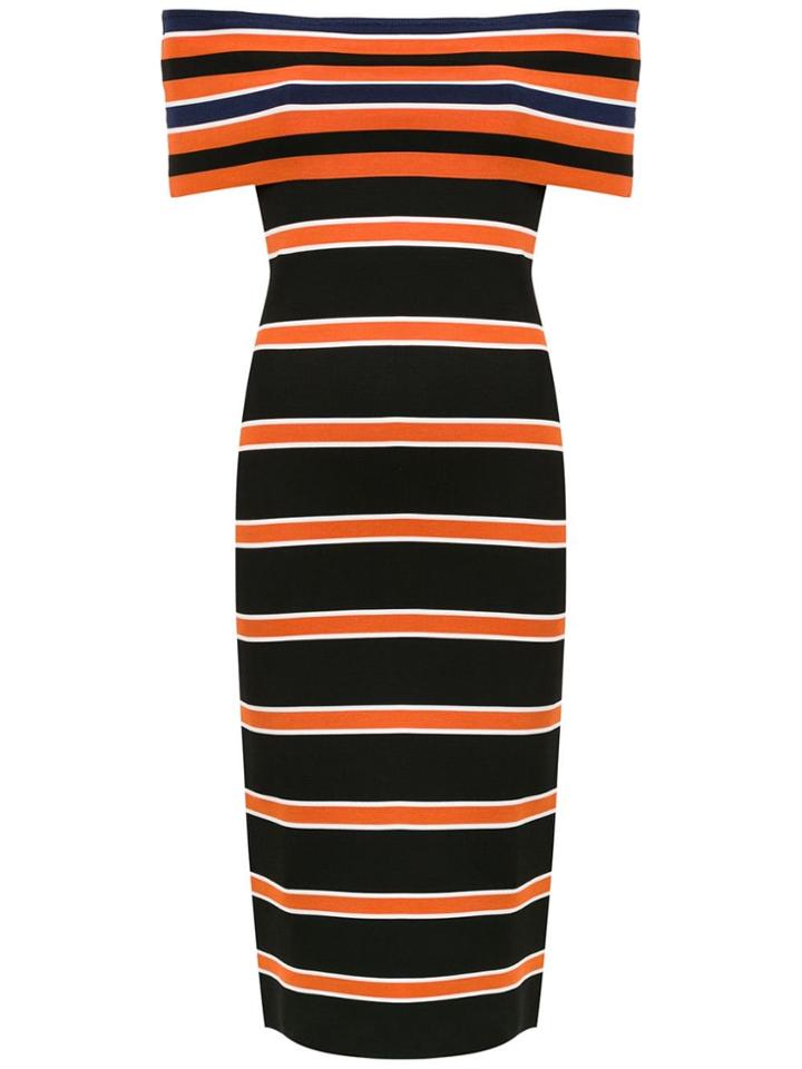 Nk Striped Off The Shoulder Dress - Black