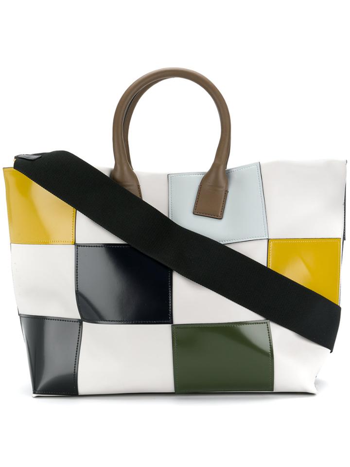 Marni Chequered Tote Bag - White