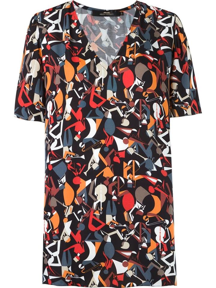Andrea Marques Abstract Print Blouse, Women's, Size: 40, Black, Viscose