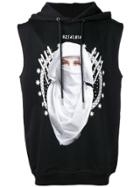 Icosae Printed Sleeveless Hoodie - Black