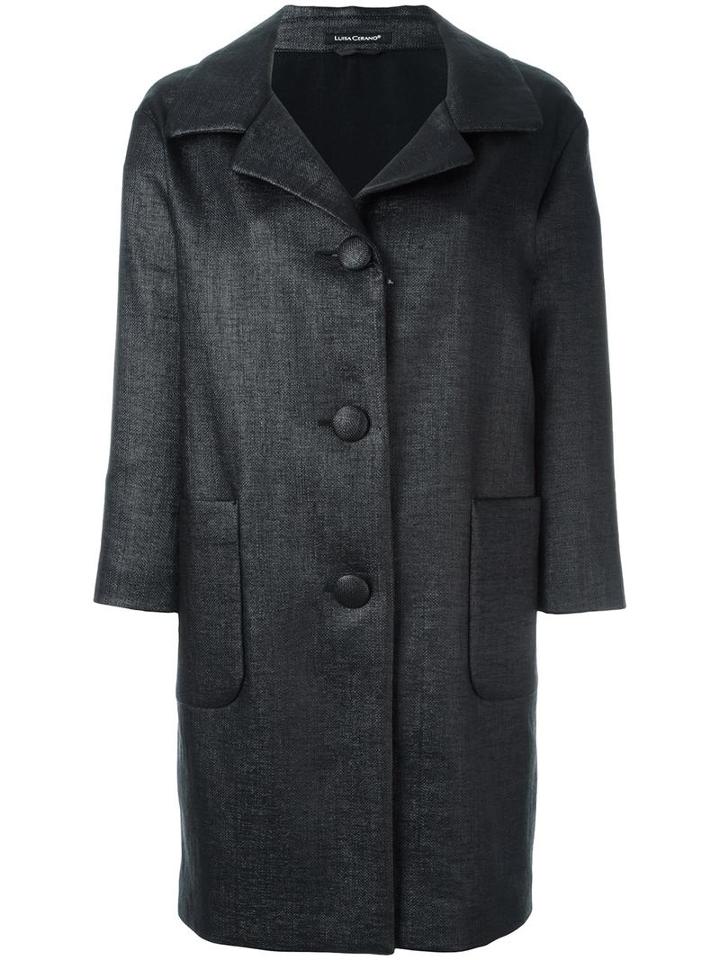 Luisa Cerano Single Breasted Coat, Women's, Size: 42, Black, Polyamide/cotton/viscose/polyester