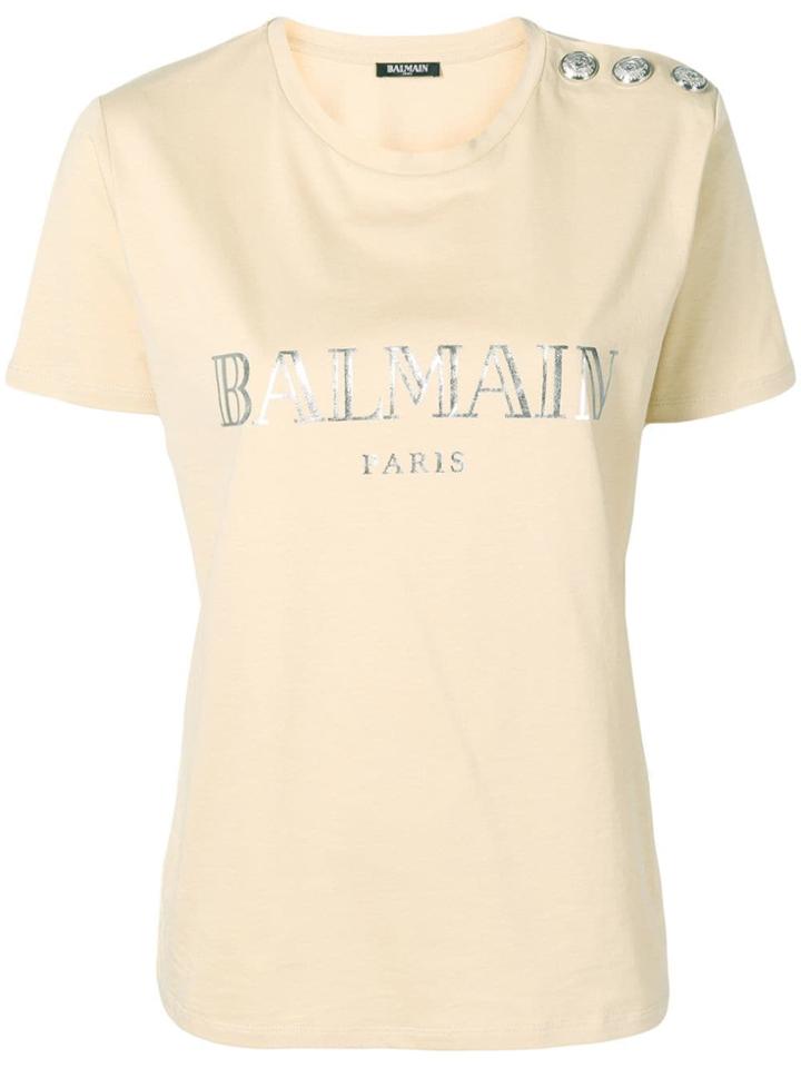 Balmain Logo Print T-shirt - Neutrals