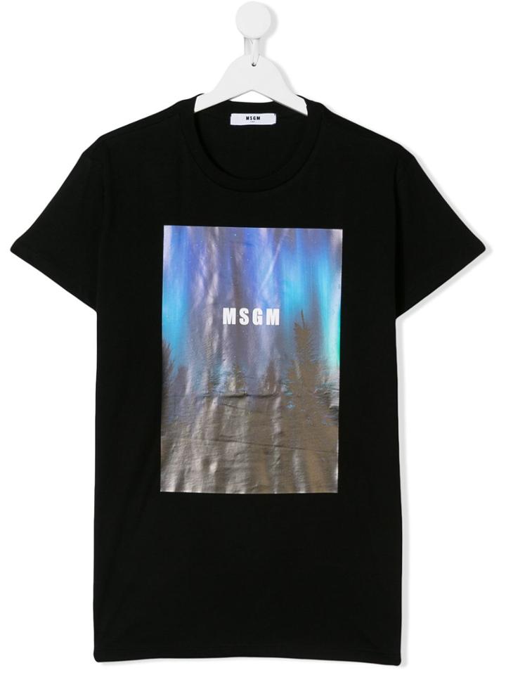 Msgm Kids Logo Patch T-shirt - Black