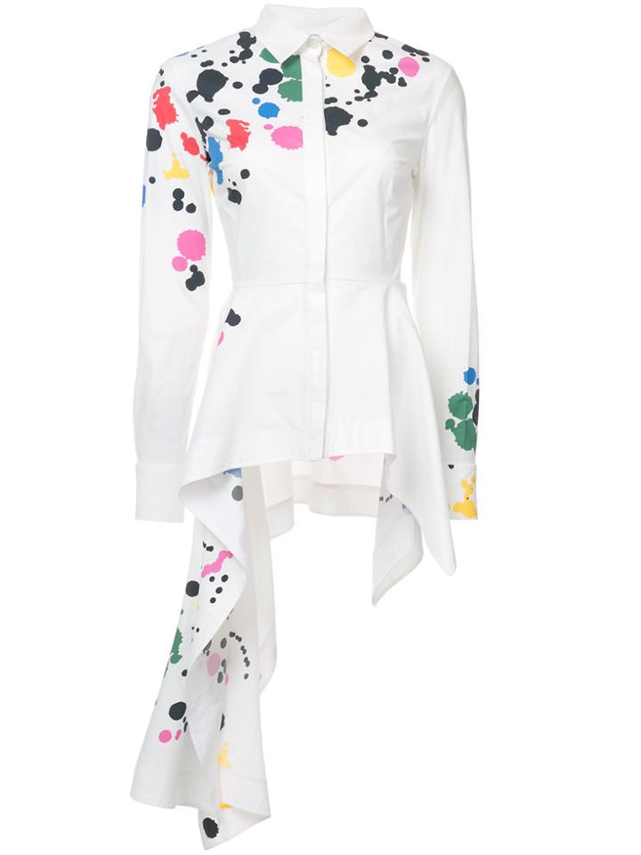 Oscar De La Renta Paint Splash Asymmetric Shirt - White