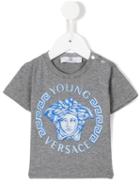 Young Versace - Medusa Logo Print T-shirt - Kids - Cotton/spandex/elastane - 18 Mth, Toddler Boy's, Grey