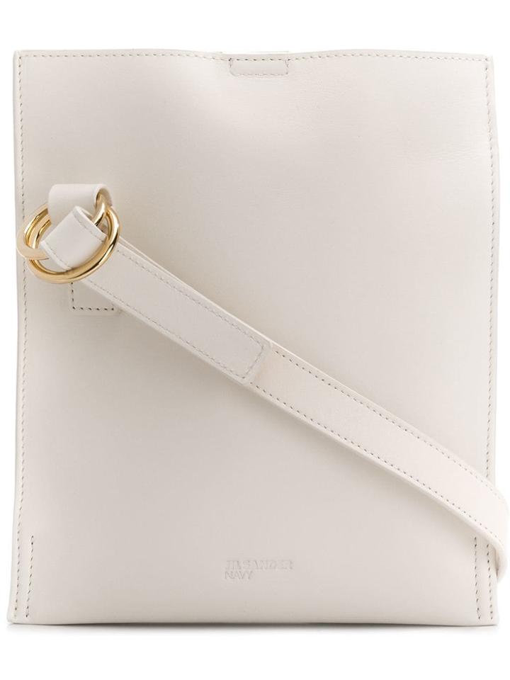 Jil Sander Navy Rectangular Belt Bag - White