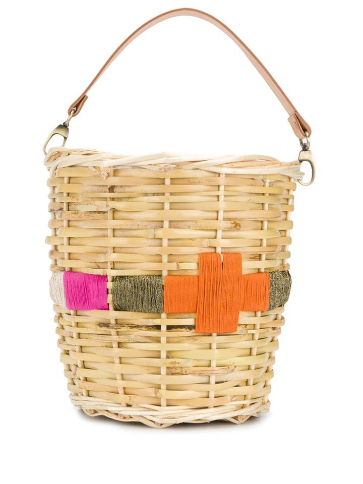 Zeus+dione Episkopi Embroidered Woven Basket - Neutrals