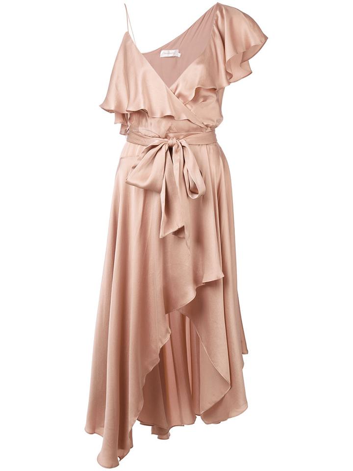 Asymmetric Frill Dress - Women - Silk - 0, Pink/purple, Silk, Zimmermann