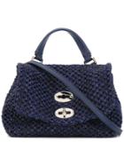 Zanellato Crossbody Bag, Women's, Blue, Raffia/leather