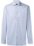Z Zegna - Micro Design Long Sleeve Shirt - Men - Cotton - 40, Blue, Cotton