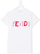 Fendi Kids Logo Print T-shirt - White