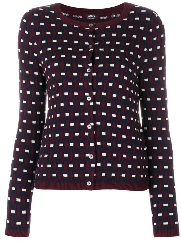 Aspesi Diamond Print Cardigan - Red