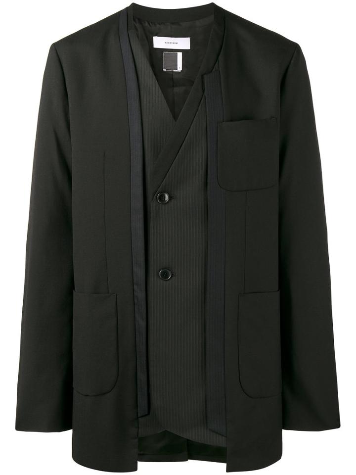 Facetasm - Asymmetric Kimono Jacket - Men - Polyester/cupro/wool - 4, Black, Polyester/cupro/wool