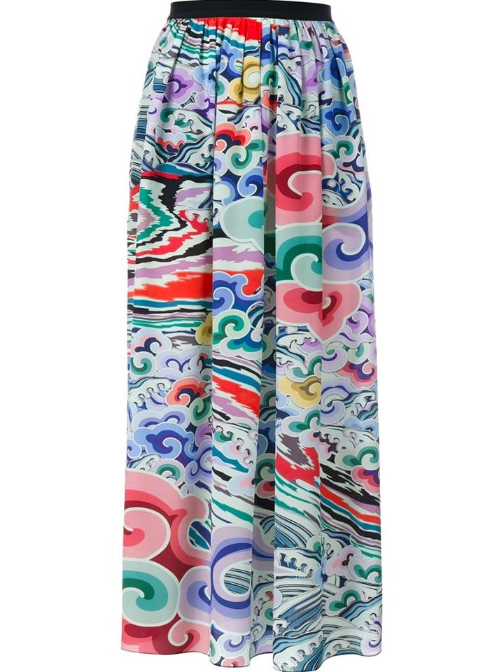 Mary Katrantzou 'rainbow Cloud' Print Skirt, Women's, Size: 8, Grey, Silk