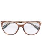 Bulgari Wood Effect Round Glasses - Brown