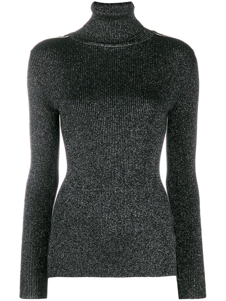 Off-white Turtle Neck Lurex Logo Top - Grey