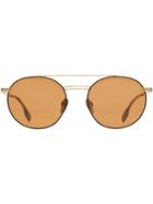 Burberry Top Bar Detail Round Frame Sunglasses - Gold