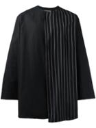 Yohji Yamamoto Striped Trim Shirt, Men's, Size: 3, Black, Cotton/linen/flax