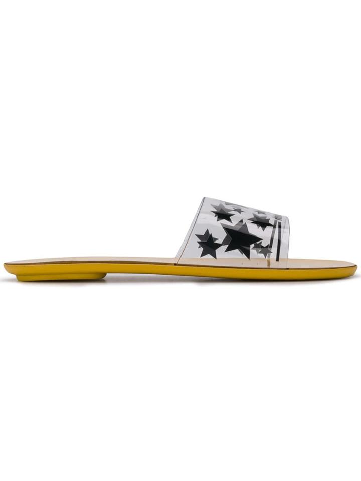 Miu Miu Star Print Slides - Yellow
