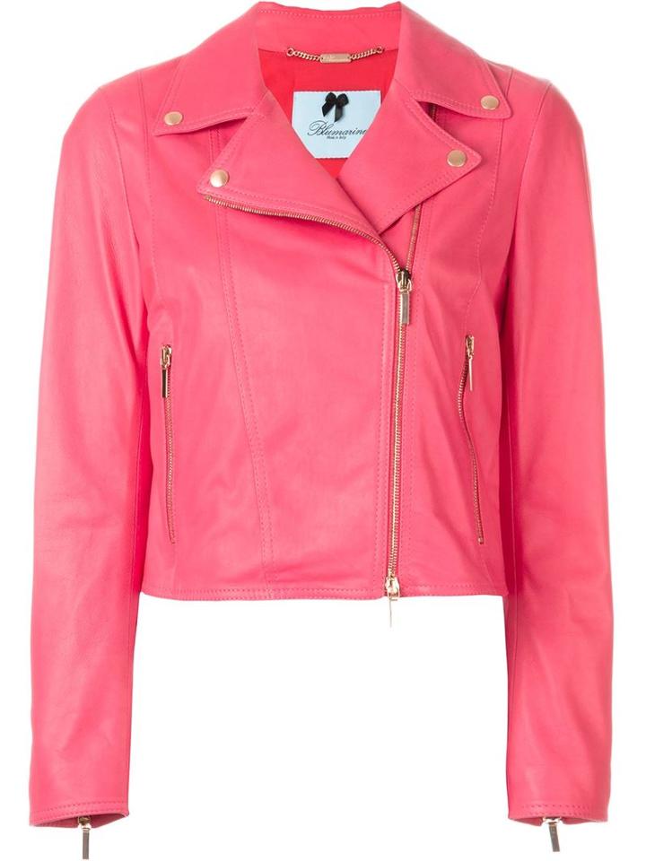 Blumarine Classic Biker Jacket, Women's, Size: 46, Pink/purple, Polyester/acetate/lamb Skin