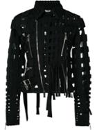 Comme Des Garçons Noir Kei Ninomiya - Cut-out Biker Jacket - Women - Polyester - S, Black, Polyester