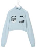Chiara Ferragni Kids Teen Flirting Knitted Jumper - Blue