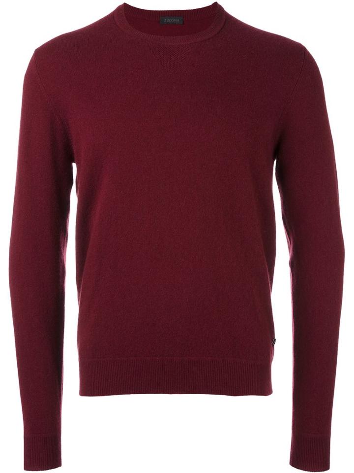 Z Zegna Crew Neck Pullover, Men's, Size: Xl, Red, Polyamide/cashmere