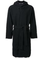 Gold Hooded Robe Coat, Men's, Size: Large, Black, Wool