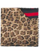Gucci - Leopard Print Scarf With Web - Women - Silk/modal - One Size, Nude/neutrals, Silk/modal