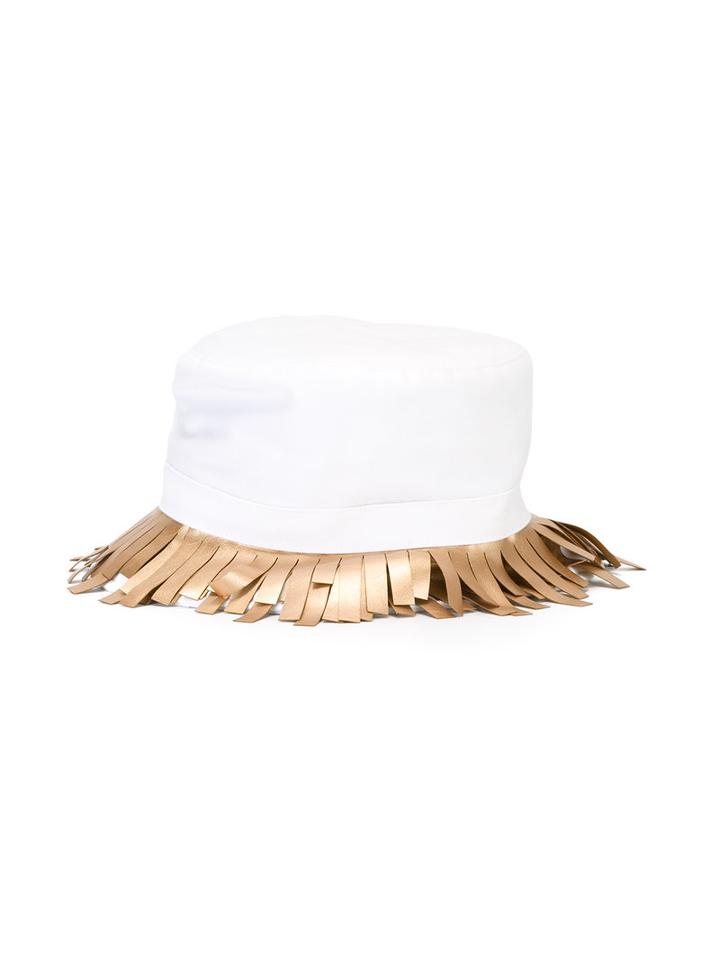 I Pinco Pallino Fringed Hat, Girl's, Size: 56 Cm, White