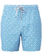 Capricode - Printed Pattern Swim Shorts - Men - Nylon - Xxl, Blue, Nylon