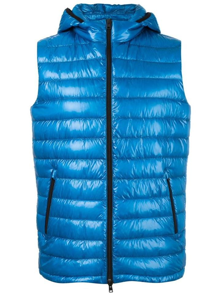 Herno Zipped Hooded Gilet, Men's, Size: 52, Blue, Polyimide/polyamide/feather Down/polyester
