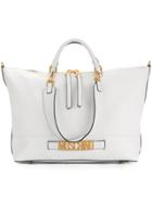 Moschino Logo Plaque Tote Bag - White