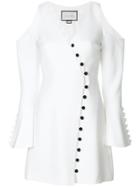 Alexis Button Detail Crepe Dress - White