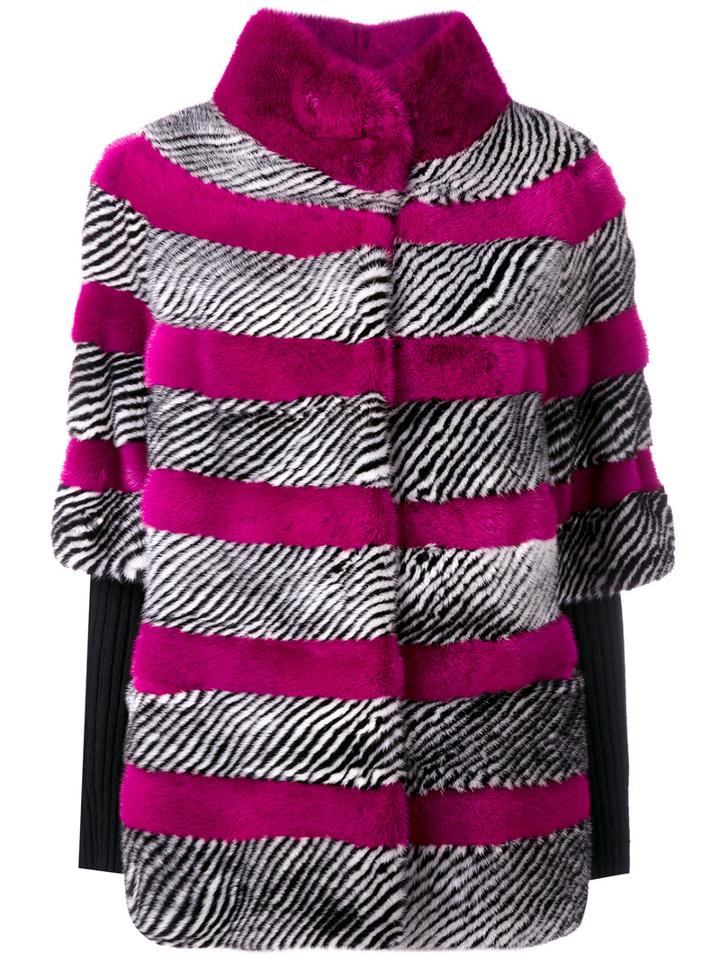 Liska - Striped Jacket - Women - Mink Fur - M, Women's, Pink/purple, Mink Fur