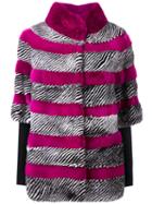 Liska - Striped Jacket - Women - Mink Fur - M, Women's, Pink/purple, Mink Fur