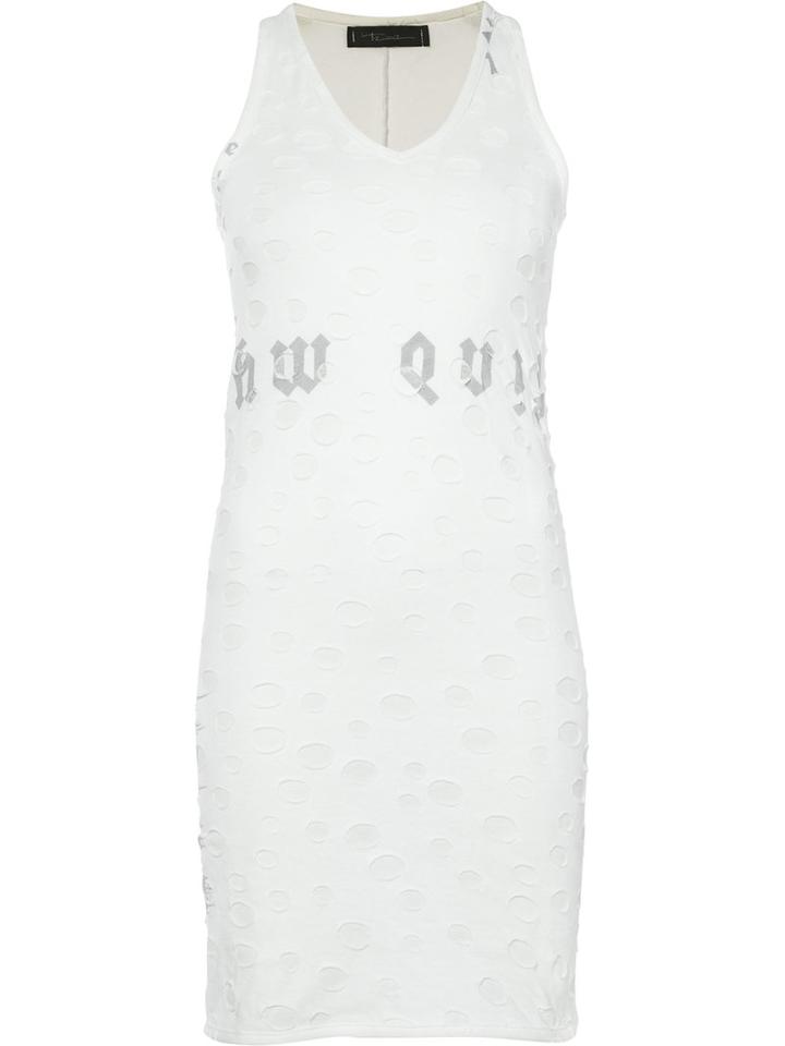 Area Di Barbara Bologna - Words Fitted Dress - Women - Cotton - M, White, Cotton
