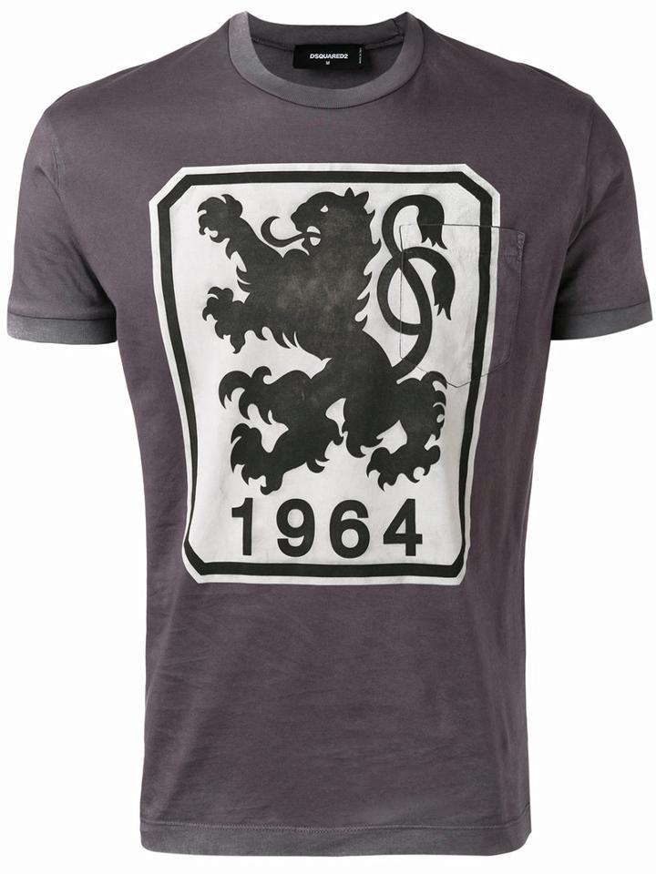 Dsquared2 - 1964 Crest Logo T-shirt - Men - Cotton - M, Grey, Cotton