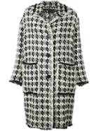 Rochas Single Breasted Coat, Women's, Size: 42, Black, Silk/polyamide/virgin Wool
