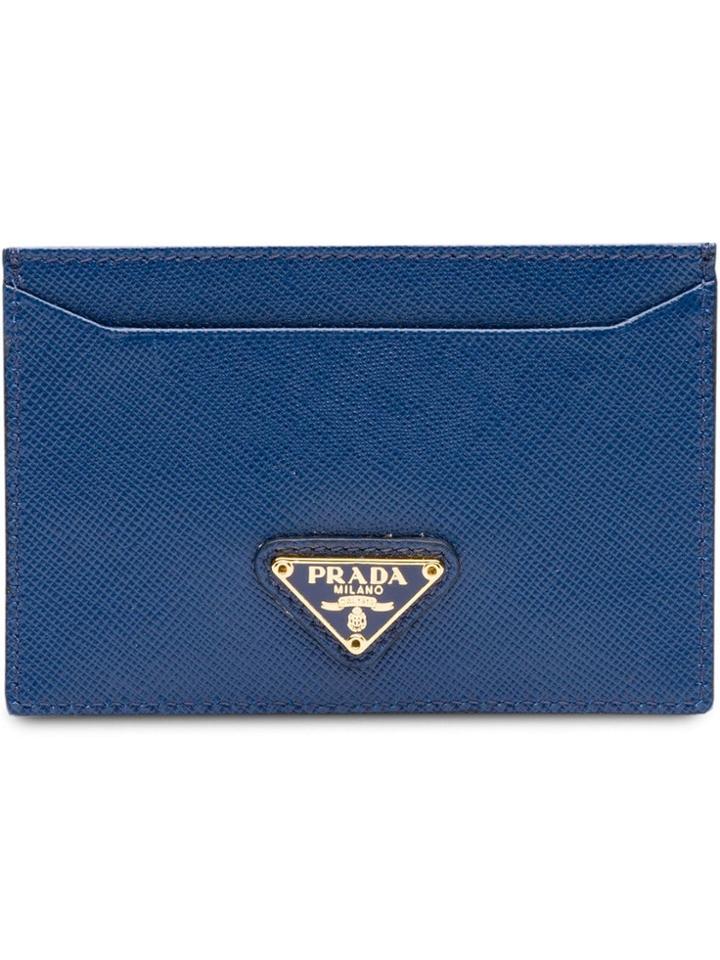 Prada Logo Cardholder Wallet - Blue