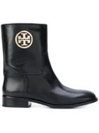 Tory Burch Logo Ankle Boots - Black