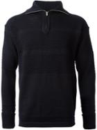 S.n.s. Herning 'fisherman' Zip Neck Sweater, Men's, Size: Medium, Blue, Virgin Wool