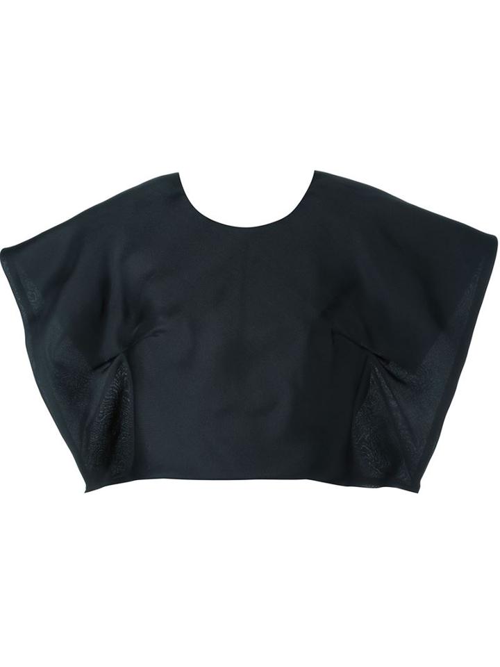 Delpozo Structured Crop Top, Women's, Size: 42, Black, Silk/cotton