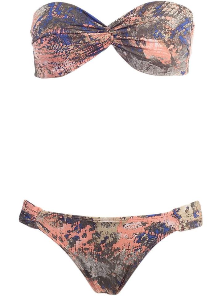 Brigitte Snakeskin Print Bikíni Set, Women's, Size: Medium, Blue, Polyamide/spandex/elastane