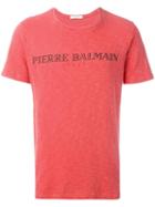 Pierre Balmain Logo Print T-shirt, Men's, Size: 48, Red, Cotton