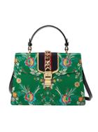 Gucci Sylvie Floral Jacquard Top Handle Bag - Green